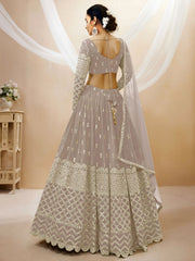 Taupe Grey Sequin Embroidered Lehenga Choli with Dupatta