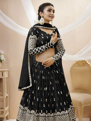 Black Silver Sequin Embroidered Lehenga Choli with Dupatta