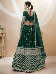 Dark Green Silver Sequin Embroidered Lehenga Choli with Dupatta