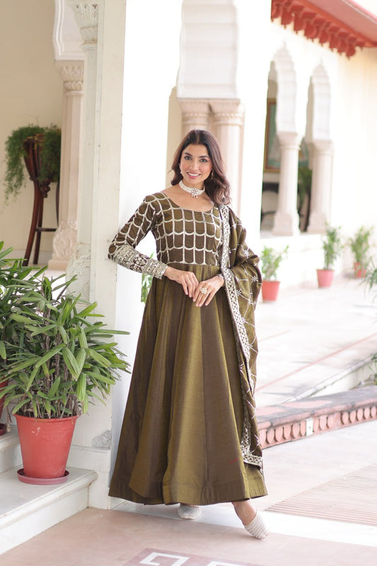 PREMIUM READYMADE  GOWN-DUPATTA SET