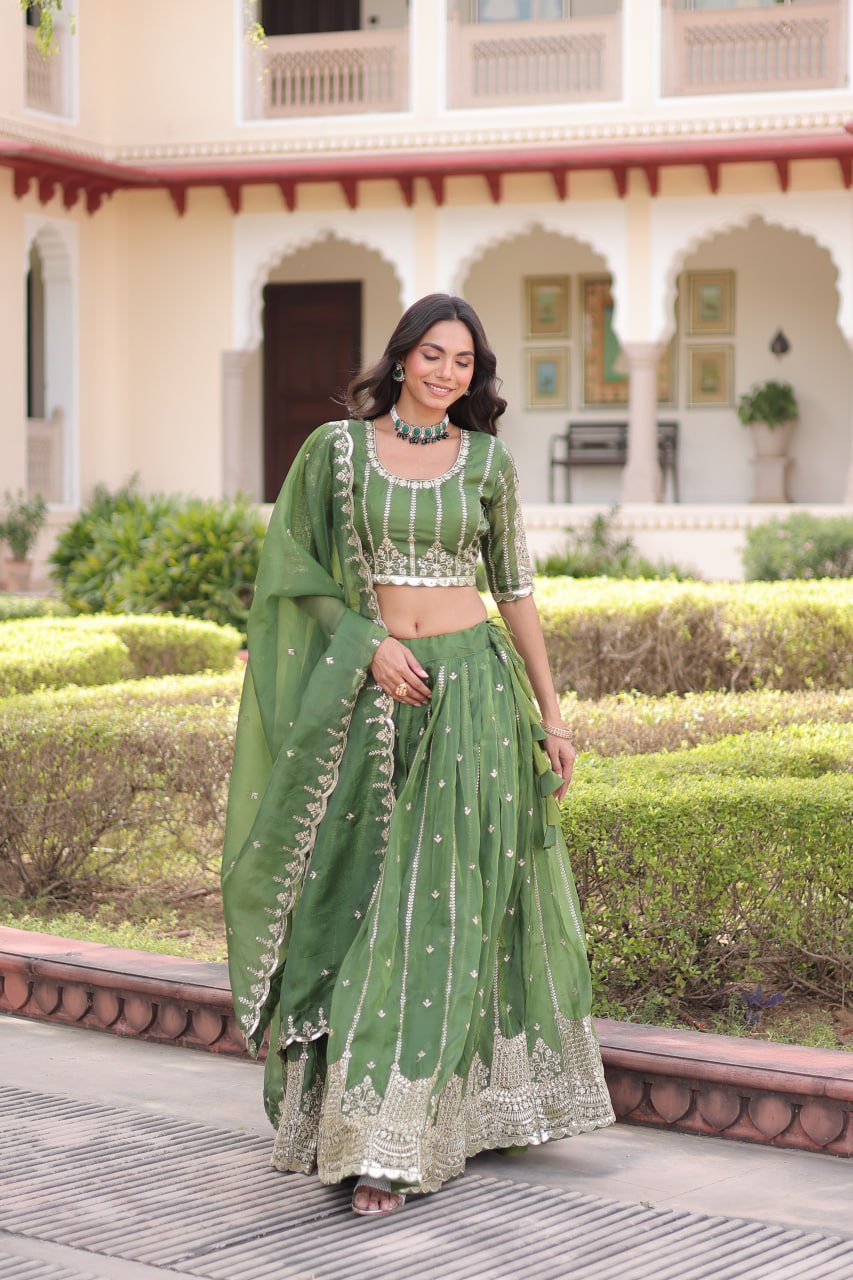 Royal Gold Crush Peplum Lehenga Set