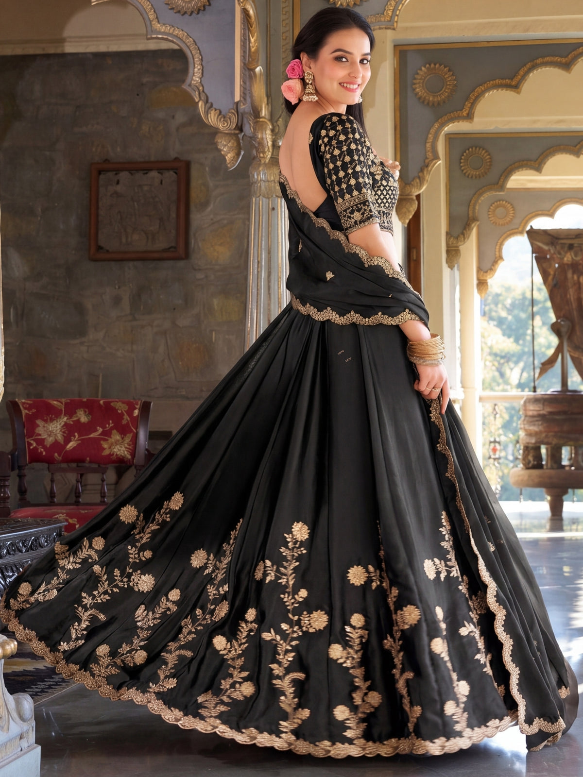 Luxury Rangoli Silk Lehenga Set