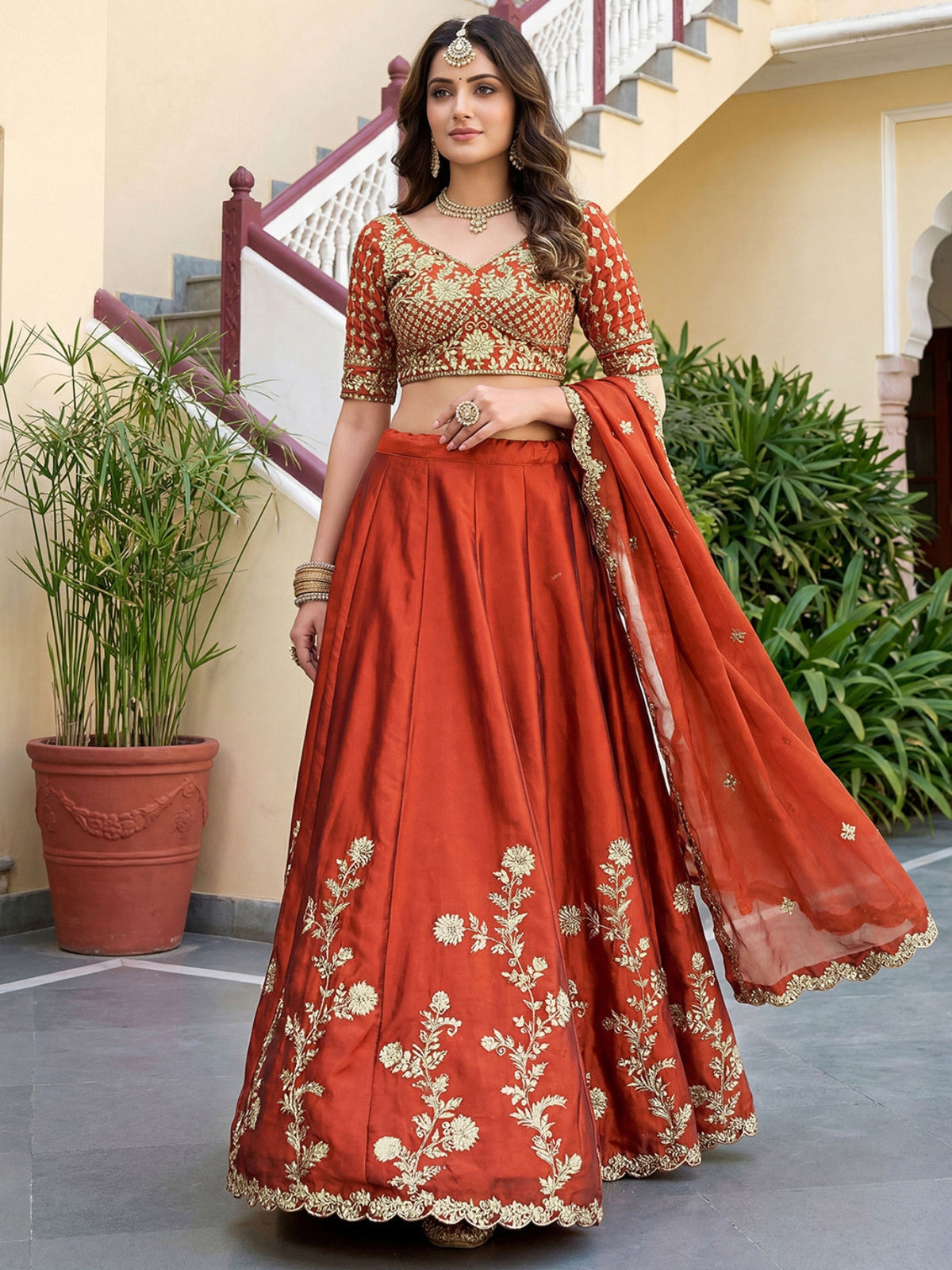 Luxury Rangoli Silk Lehenga Set
