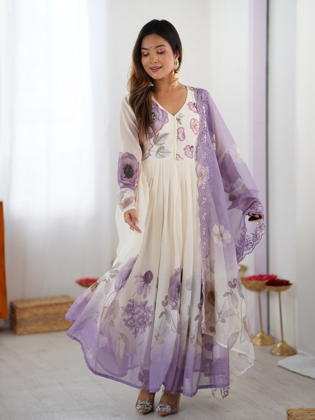 ELEGANT FLORAL HANDWORK ANARKALI SET
