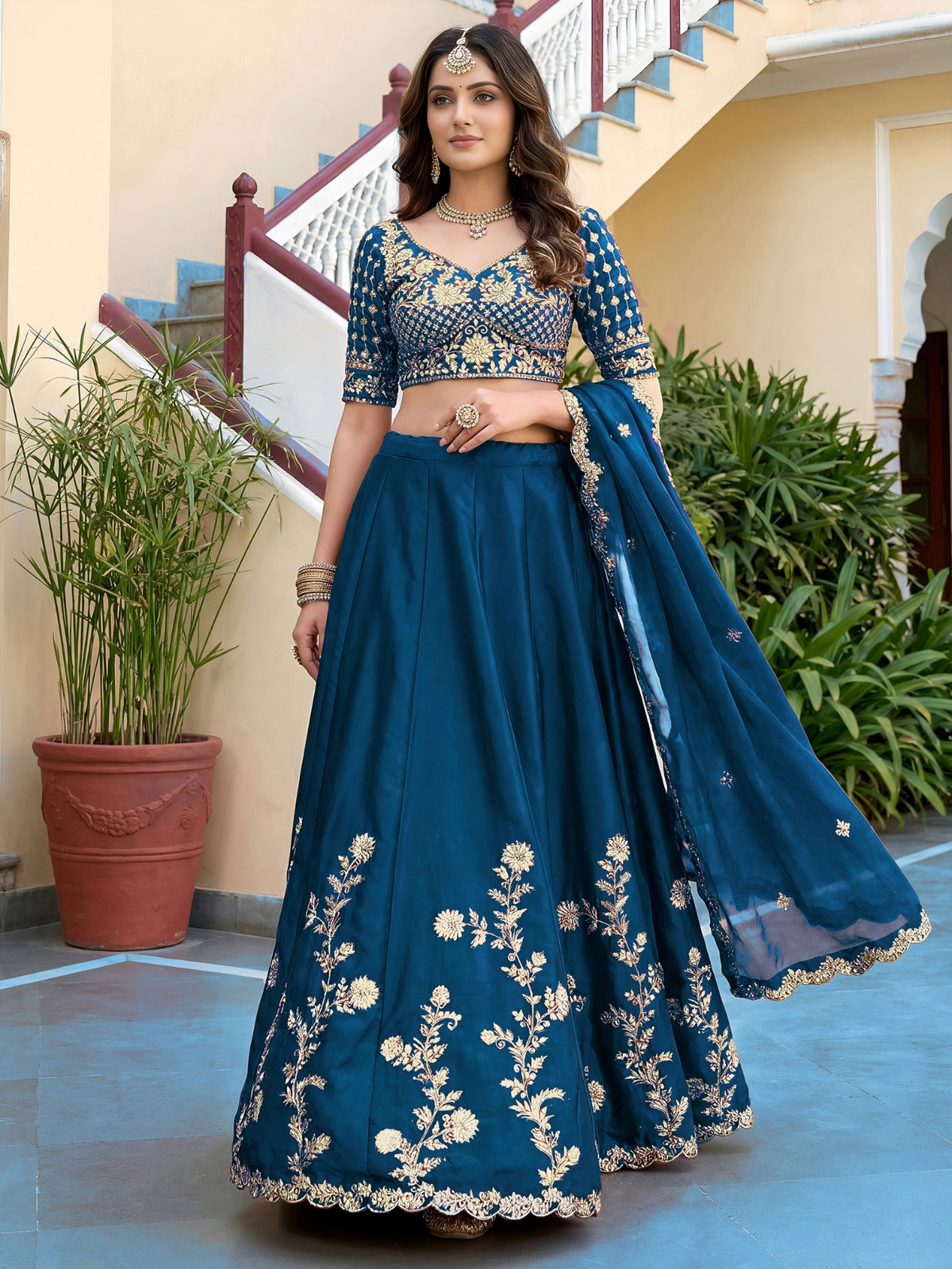 Luxury Rangoli Silk Lehenga Set