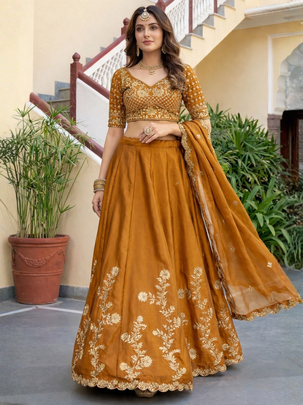 Luxury Rangoli Silk Lehenga Set