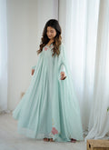 Pastel Mint Green Embroidered Anarkali Gown for Women