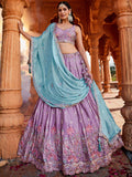 ROYAL LAVENDER RANGOLI SILK LEHENGA SET