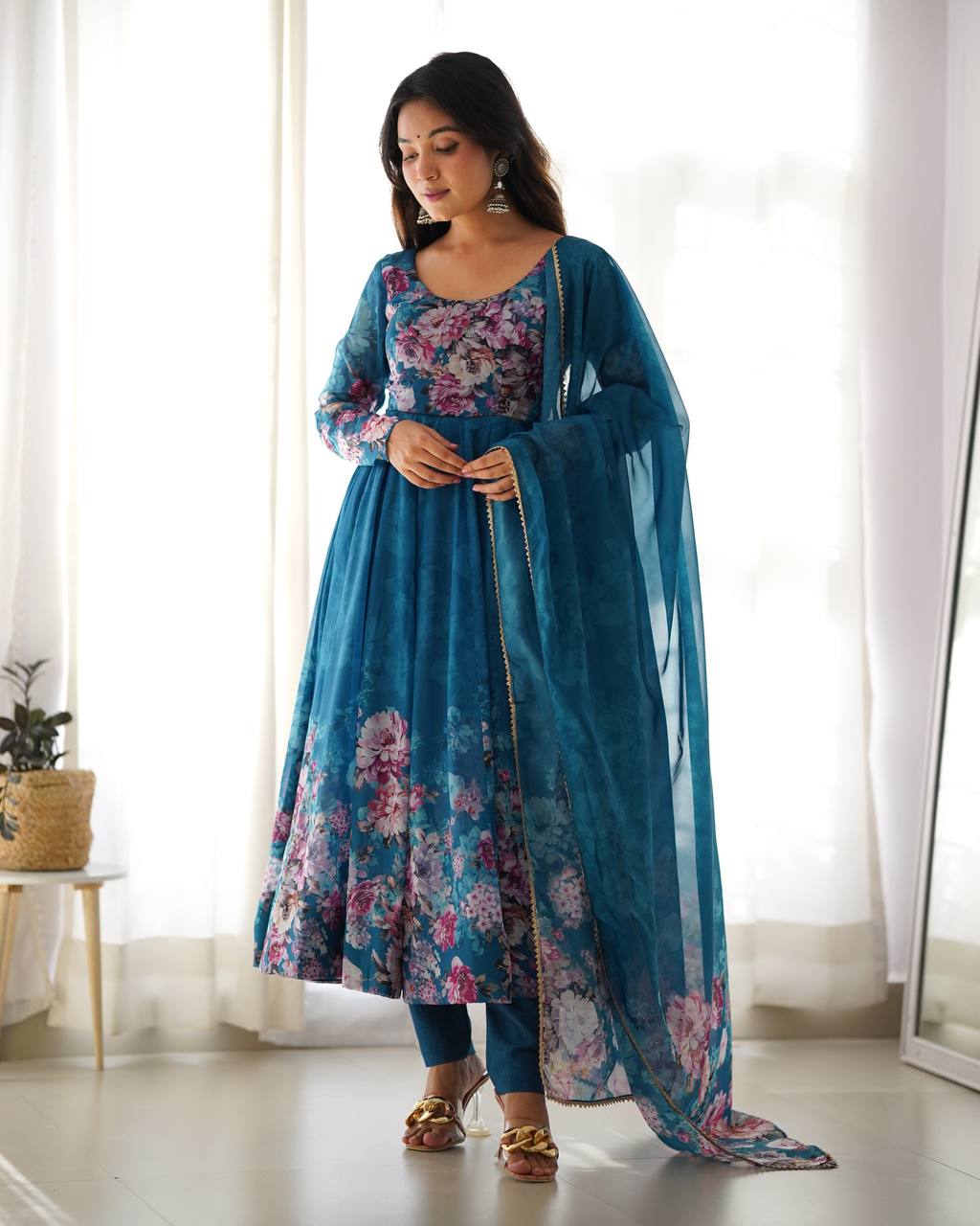 ANARKALI GOWN WITH DUPATTA & PANT SET
