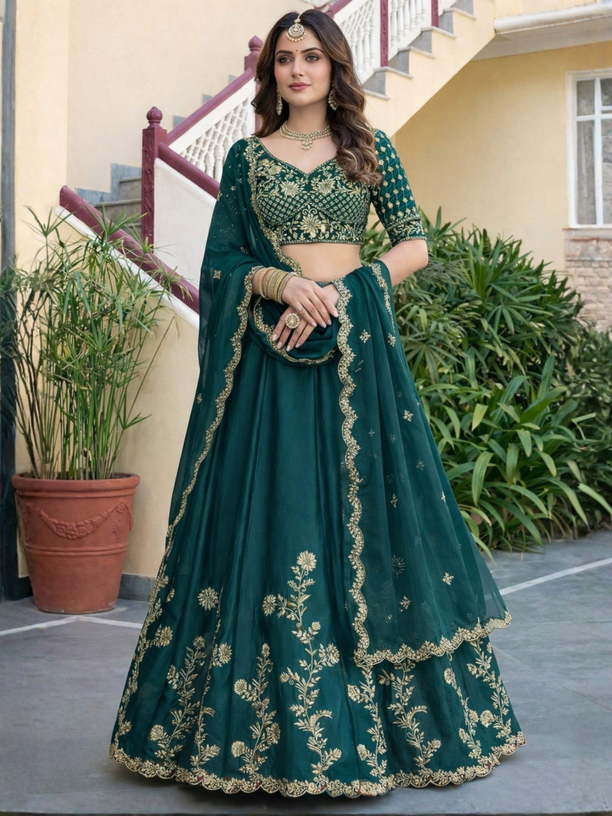 Luxury Rangoli Silk Lehenga Set