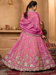 ROYAL RANI PINK PURE TISSUE LEHENGA SET