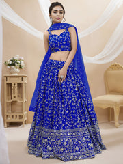 Royal Blue Embroidered Lehenga Choli with Dupatta