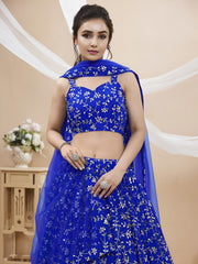 Royal Blue Embroidered Lehenga Choli with Dupatta