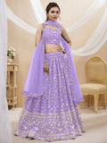 Lavender Embroidered Lehenga Choli with Dupatta Set
