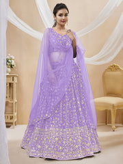 Lavender Embroidered Lehenga Choli with Dupatta Set