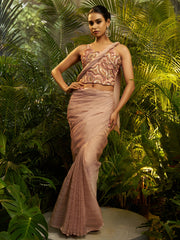 Blush Pink Designer Silk Saree with Embroidered Blouse  Party Wear Collection