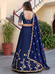 Elegant Navy Blue Gold Embroidered Bridal Lehenga Choli