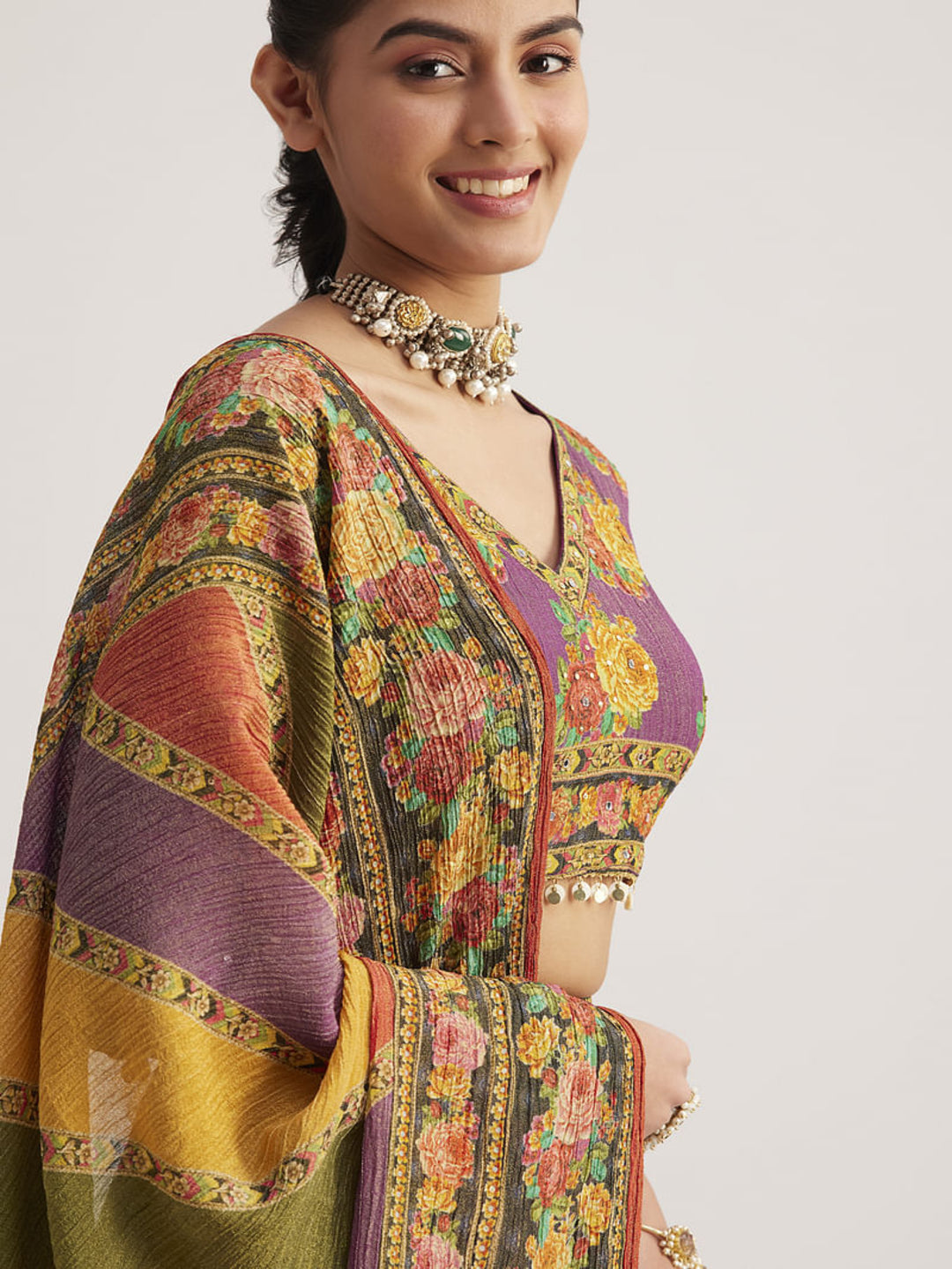 BESTSELLER NAVRATRI MULTICOLOR ORGANZA SILK LEHENGA SET