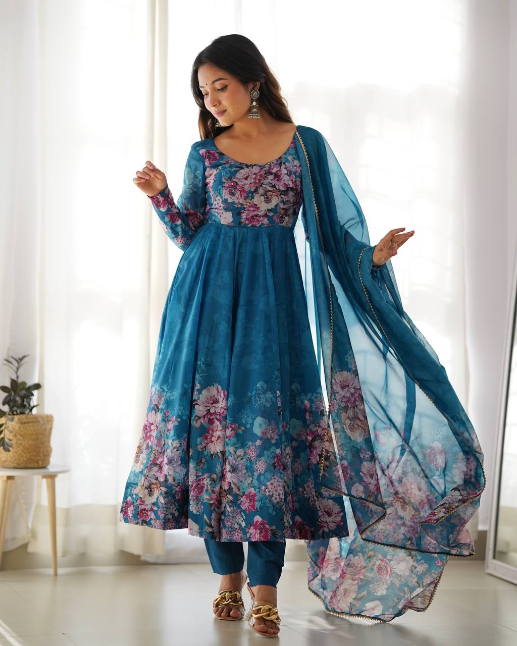 ANARKALI GOWN WITH DUPATTA & PANT SET