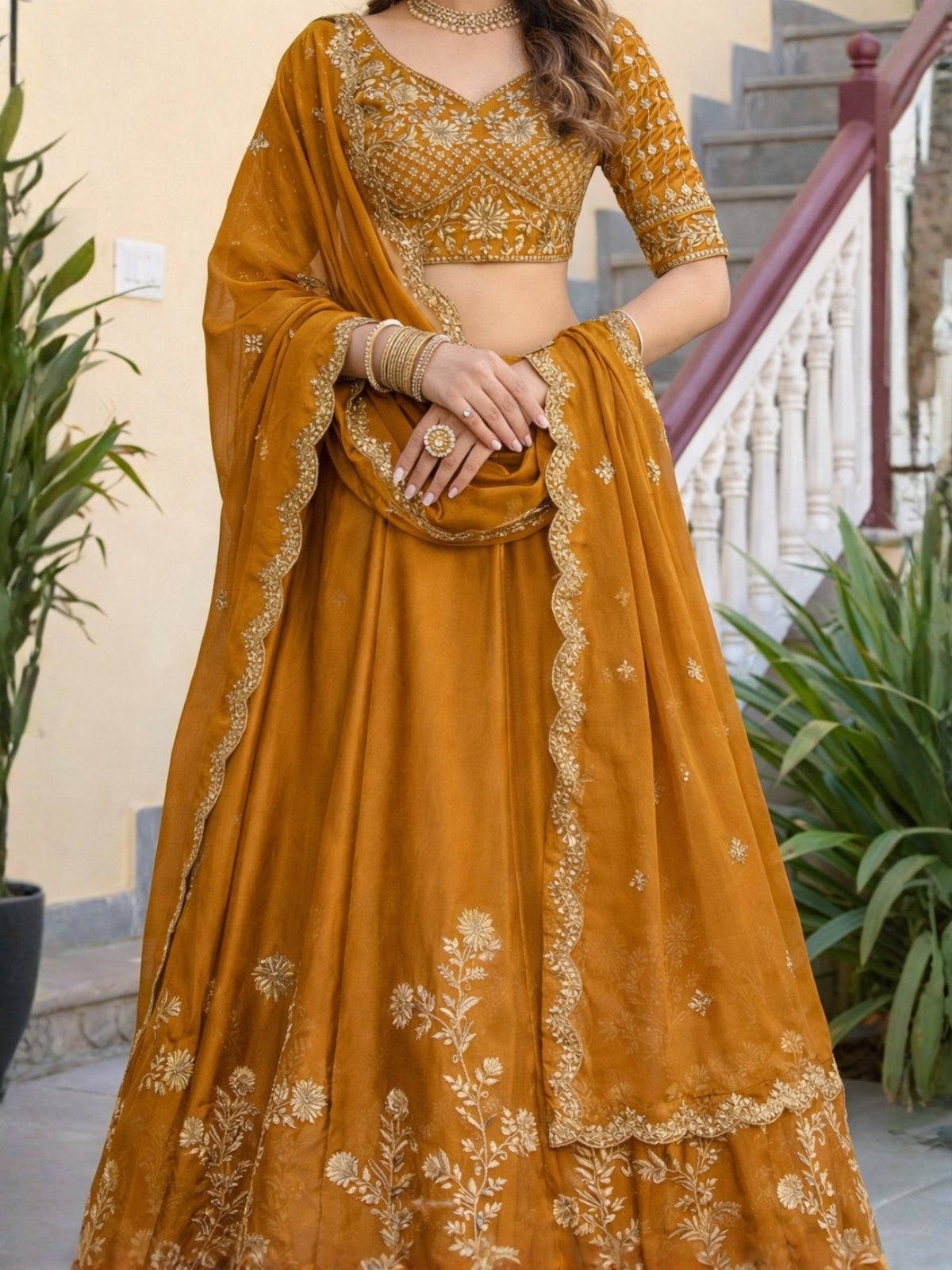 Luxury Rangoli Silk Lehenga Set