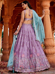 ROYAL LAVENDER RANGOLI SILK LEHENGA SET