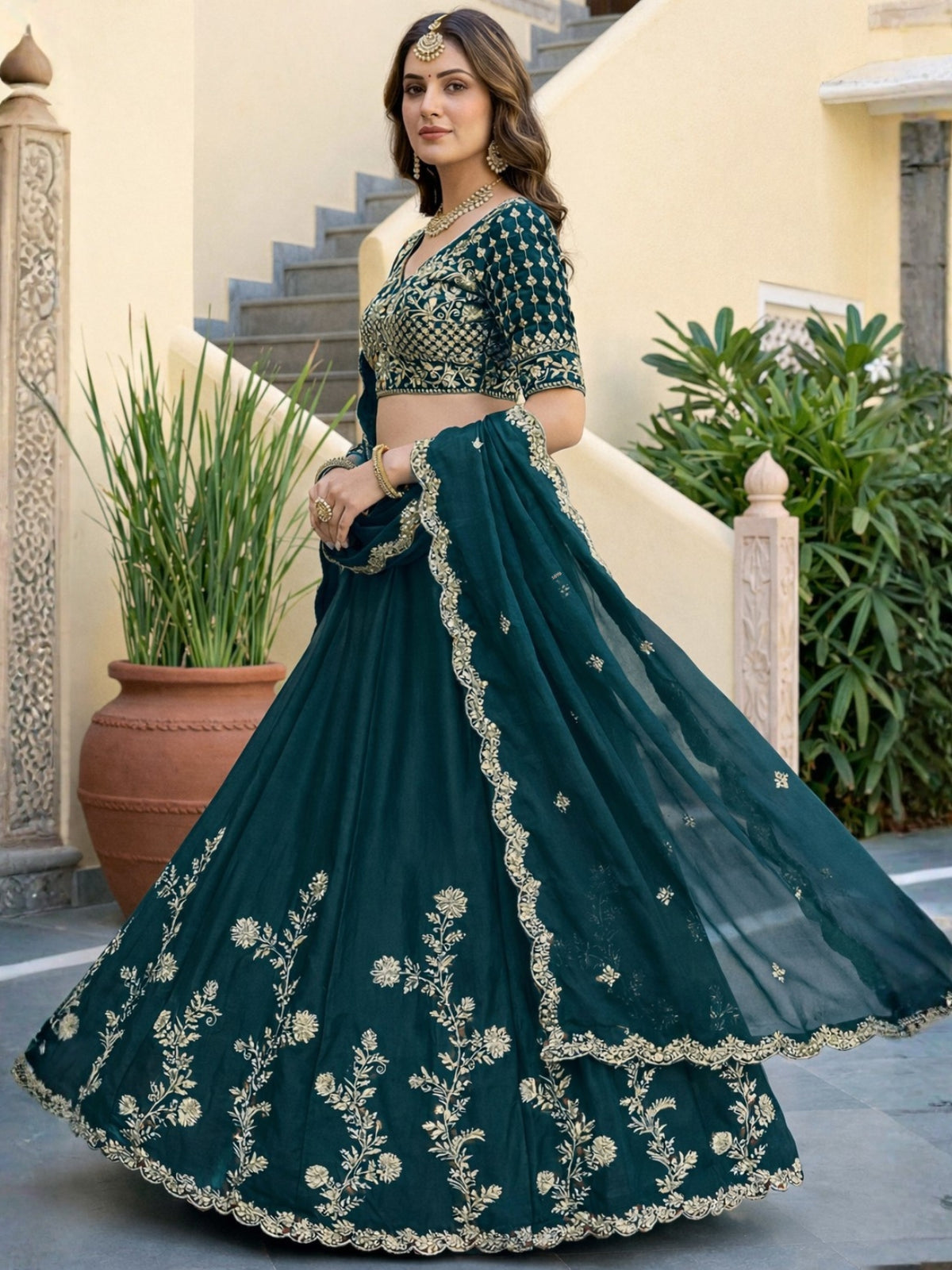 Luxury Rangoli Silk Lehenga Set