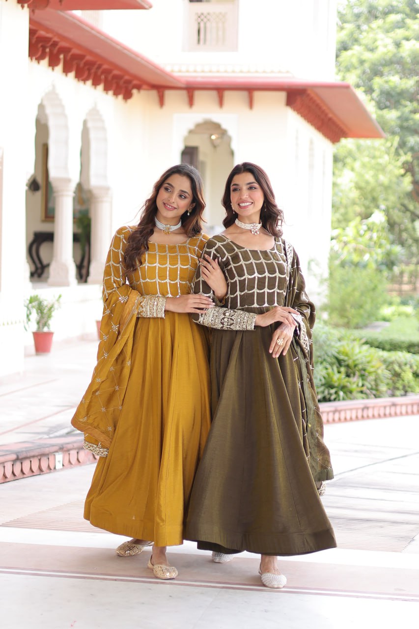 PREMIUM READYMADE  GOWN-DUPATTA SET