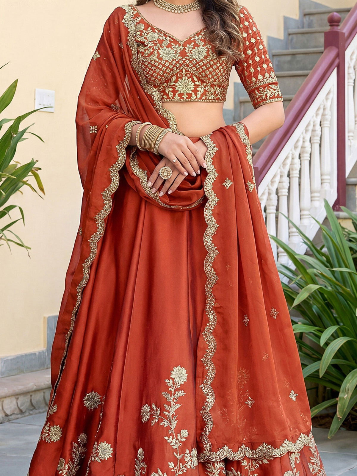 Luxury Rangoli Silk Lehenga Set