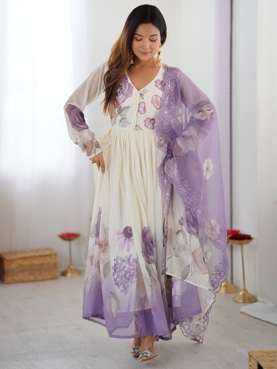ELEGANT FLORAL HANDWORK ANARKALI SET