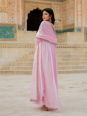 Pastel Pink Embroidered Anarkali Suit with Designer Dupatta