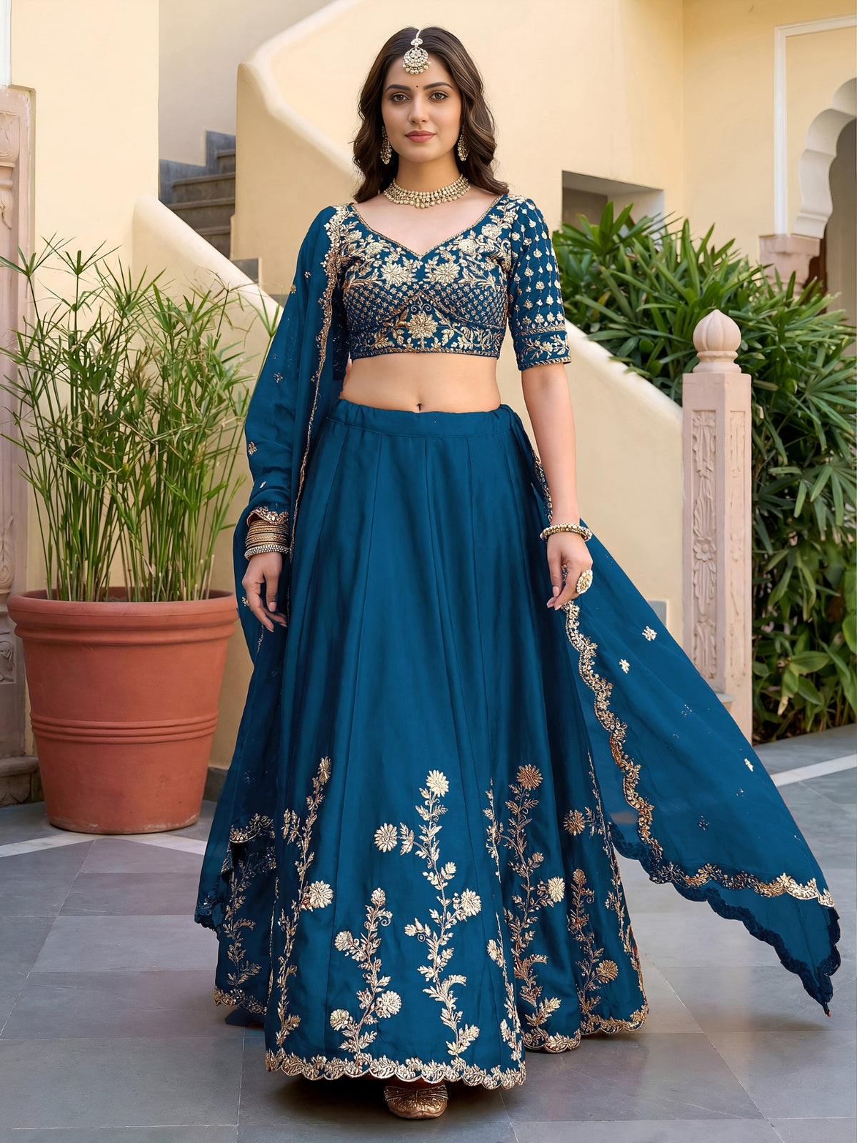 Luxury Rangoli Silk Lehenga Set