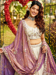ROYAL IVORY TISSUE LEHENGA SET