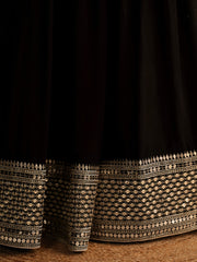 Black Designer Lehenga Choli with Silver Embroidered Border and Dupatta