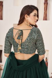 Dark Green Sequin Work Lehenga Choli with Dupatta