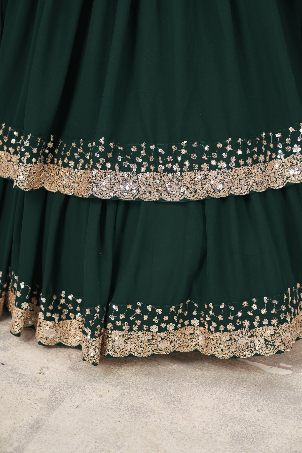 Dark Green Sequin Work Lehenga Choli with Dupatta