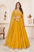 Mustard Yellow Embroidered Lehenga Choli with Dupatta