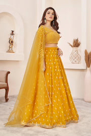 Mustard Yellow Embroidered Lehenga Choli with Dupatta