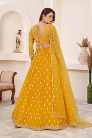 Mustard Yellow Embroidered Lehenga Choli with Dupatta