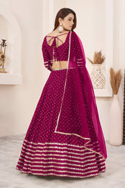 Rani Pink Lehenga Choli with Sequin Work & Designer Dupatta