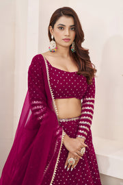 Rani Pink Lehenga Choli with Sequin Work & Designer Dupatta