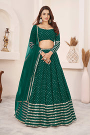 Teal Green Lehenga Choli with Sequin Work & Designer Dupatta