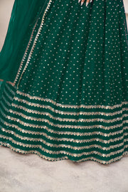 Teal Green Lehenga Choli with Sequin Work & Designer Dupatta