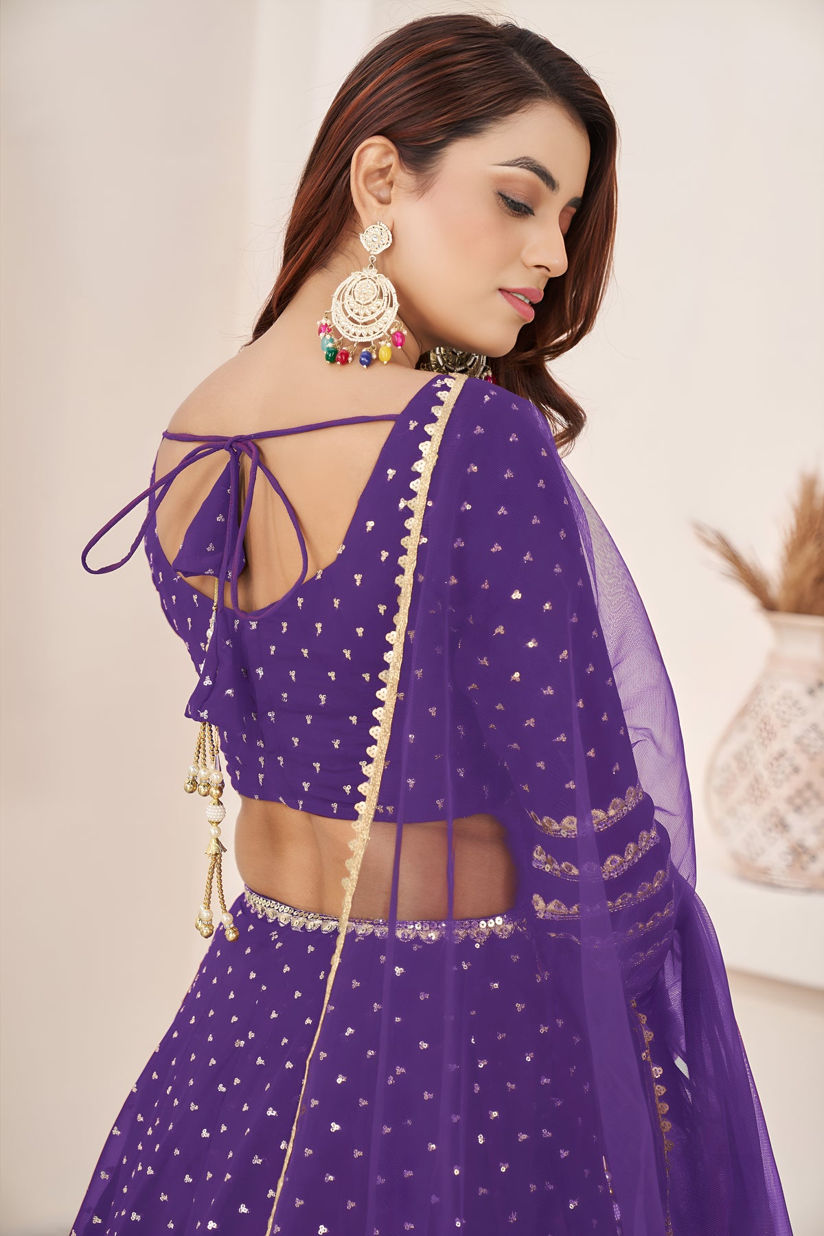 Royal Violet Lehenga Choli with Sequin Work & Designer Dupatta