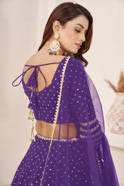 Royal Violet Lehenga Choli with Sequin Work & Designer Dupatta