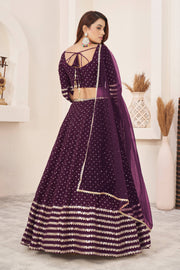 Wine Purple Embroidered Lehenga Choli with Dupatta