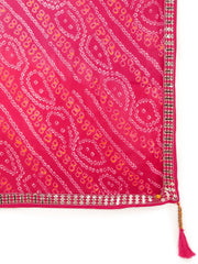 Mustard Yellow Sequined Lehenga Choli with Red Bandhani Dupatta