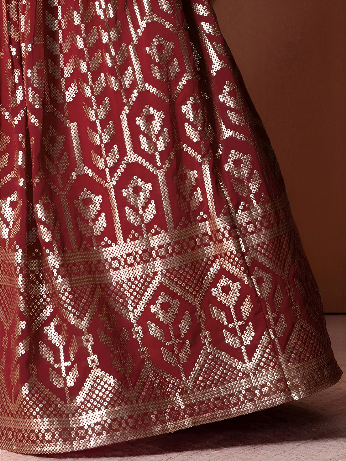 Maroon Red Embroidered Lehenga Choli with Dupatta