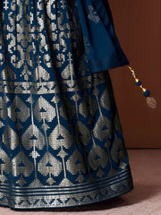 Navy Blue Silver Embroidered Lehenga Choli with Dupatta