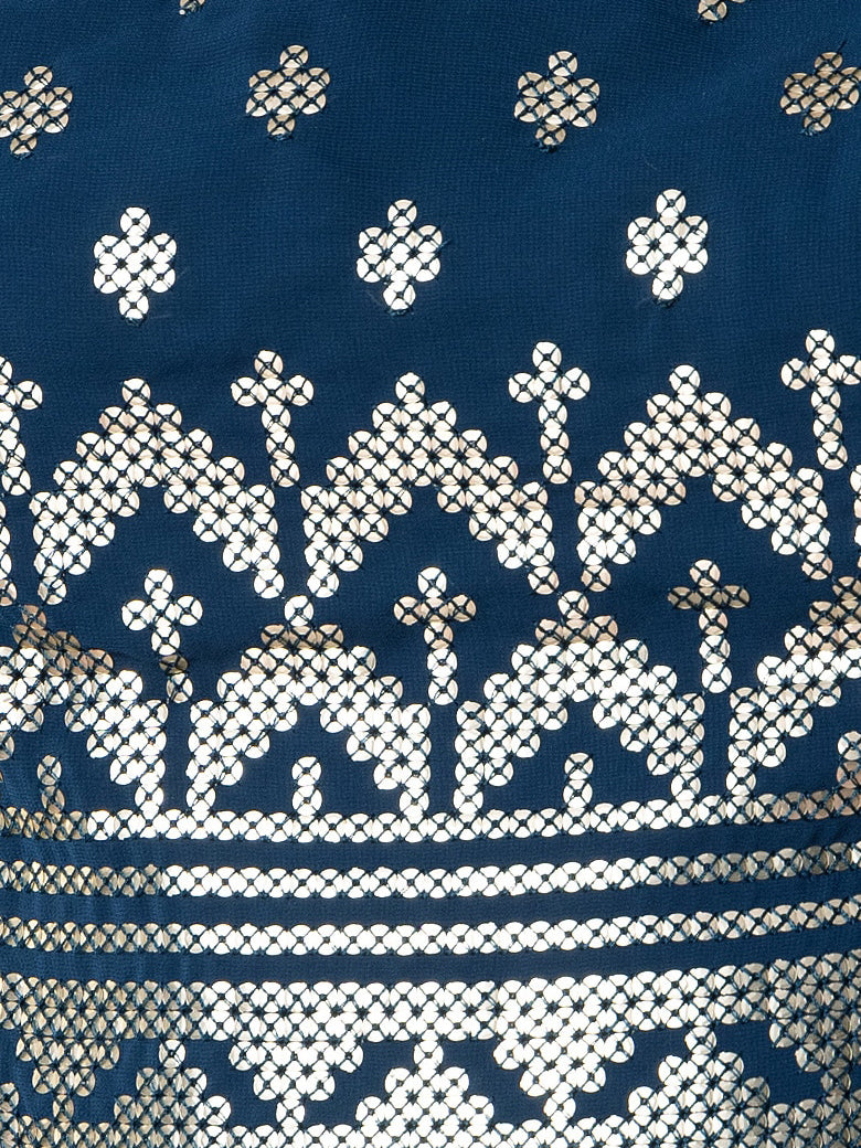 Navy Blue Silver Embroidered Lehenga Choli with Dupatta