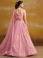 Light Pink Embroidered Lehenga Choli with Matching Sheer Dupatta